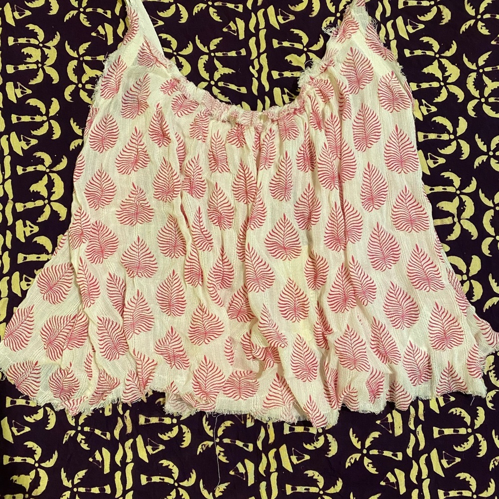 Elan Pink and Cream Ruffled Camisole